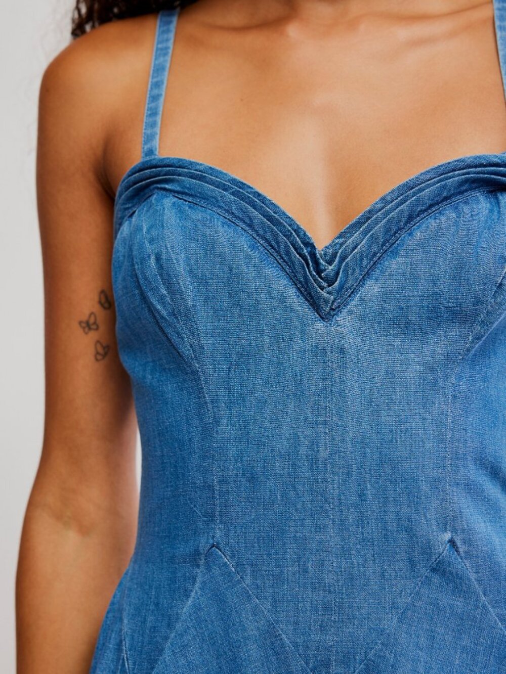 🆕 FREE PEOPLE Another Season Denim Midi Dress / Boardwalk Blue - Picture 4 of 5